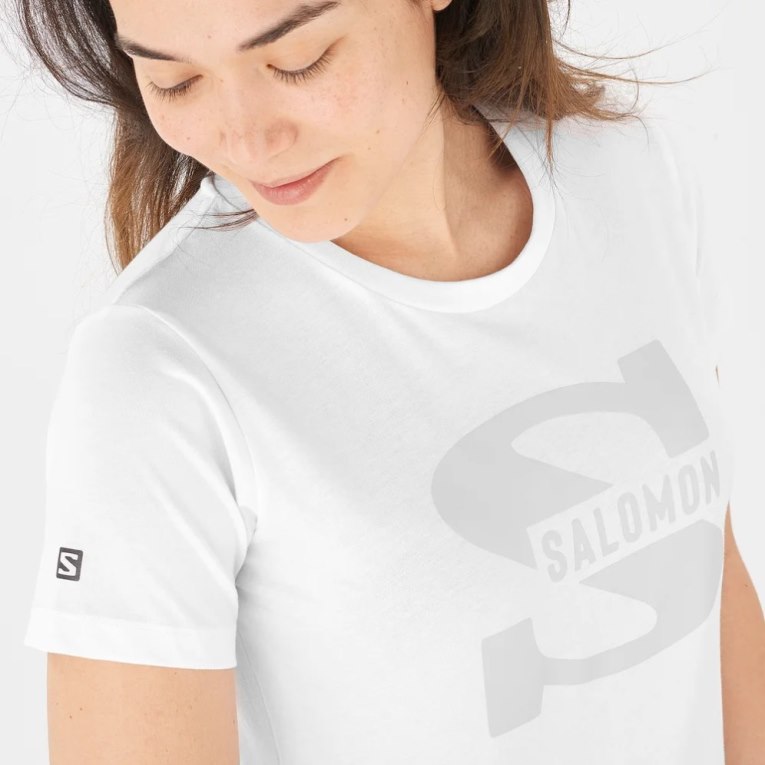 White Salomon Outlife Big Logo Short Sleeve Women's T-Shirts | IE JN4792